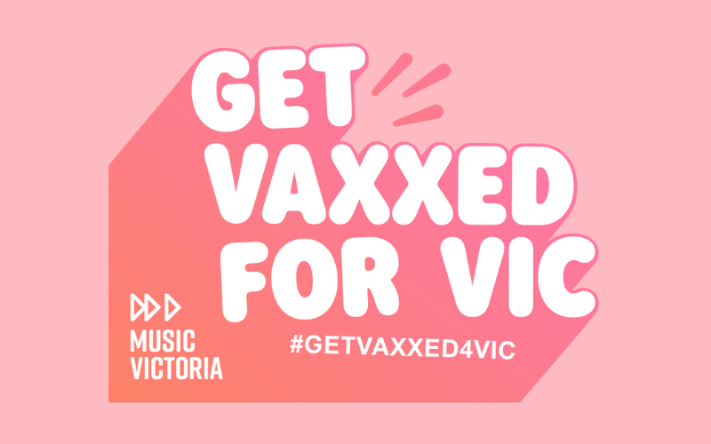 #GetVaxxed4Vic campaign logo on pink background